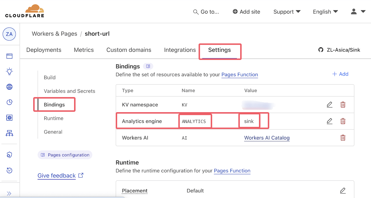 Analytics Engine binding settings in Cloudflare